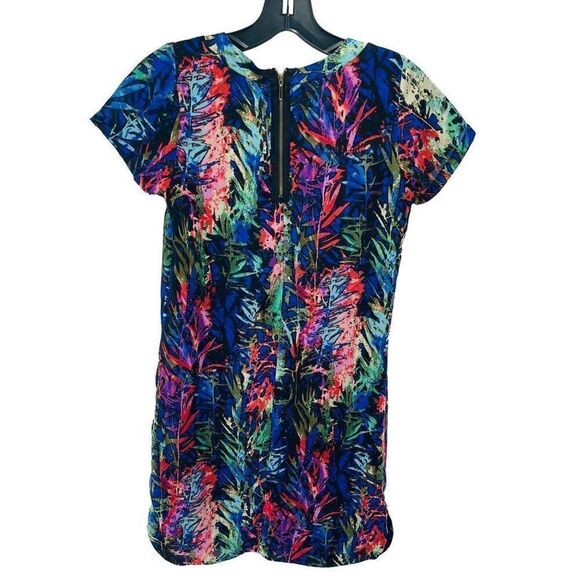 Japna Women's Shift Dress Forest Jungle palms Pattern Blouson Mini Multicolor Si - Picture 4 of 11
